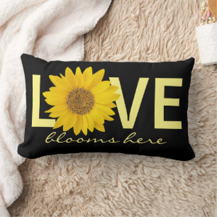 Coussin Rectangle L'amour fleurit ici Tournesol Jaune Retour