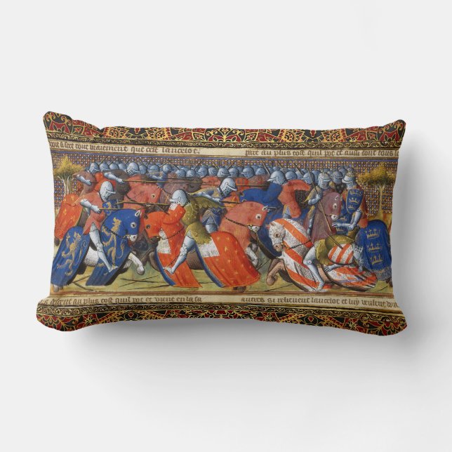 Coussin Rectangle Lancelot du lac dans le tournoi de Camelot (Recto)