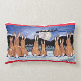 Coussin Rectangle "Lapin carreau de conception de Noël dans lune"