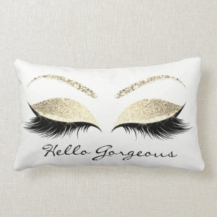 Coussin Rectangle Lash de maquillage des yeux blancs Bonjour belle C