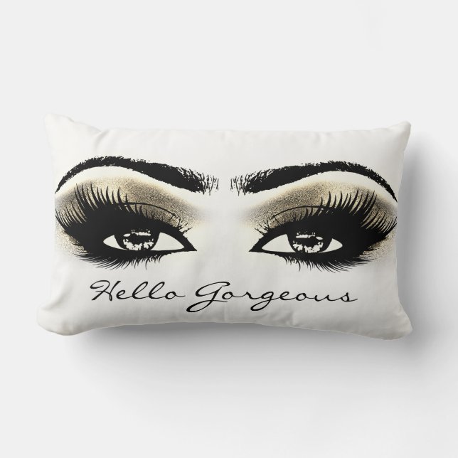 Coussin Rectangle Lash de maquillage des yeux blancs Bonjour magnifi (Recto)