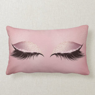 Coussin Rectangle Lashes rose rose Verre roux Parties scintillant de