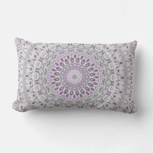 Coussin Rectangle Lavande et vert Mandala Motif Design (Recto)