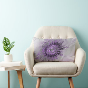 Coussin Rectangle Lavande Fleur Dream Moderne Abstrait Fractal Art