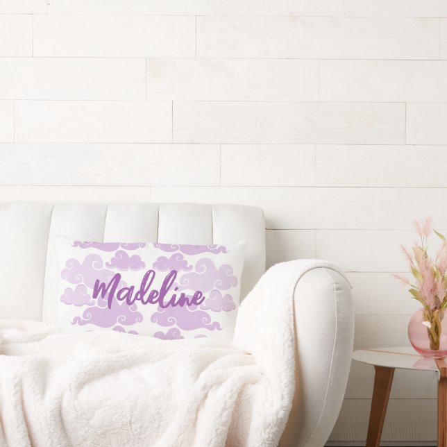 Coussin Rectangle Lavande Violet Chinoiserie Nom de Nuage (Canapé)