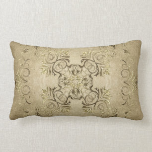 Coussin Rectangle Le baroque d'or sur le fond grunge