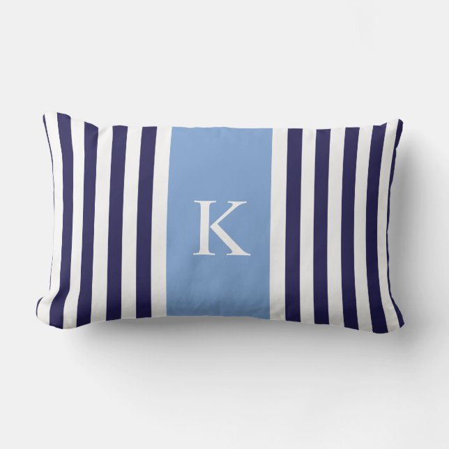 Coussin Rectangle Le bleu marine barre le monogramme (Recto)