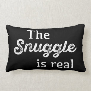 Coussin Rectangle Le câlin est vrai drôle noir et blanc