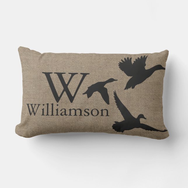 Coussin Rectangle Le canard noir silhouette le nom de famille de (Recto)