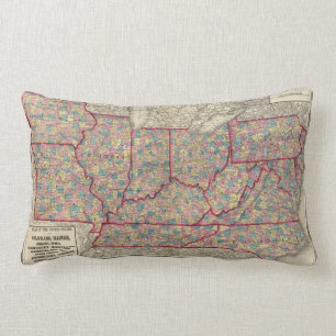 Coussin Rectangle Le Delaware, l'Illinois, l'Indiana, et l'Iowa