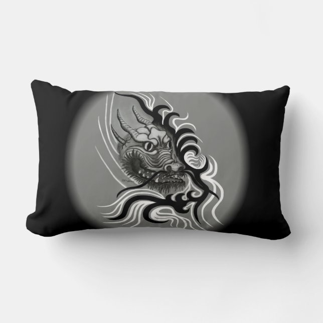 Coussin Rectangle Le dragon chinois à la toiture de tatouage (Recto)