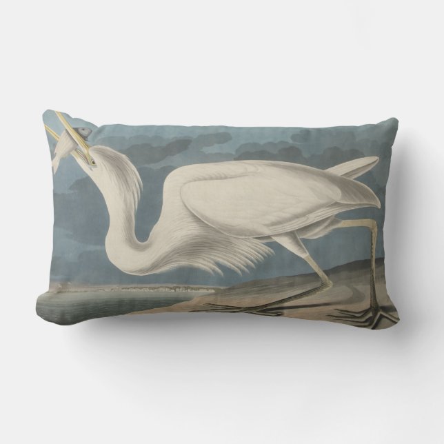 Coussin Rectangle Le héron de grand blanc (Recto)