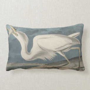 Coussin Rectangle Le héron de grand blanc
