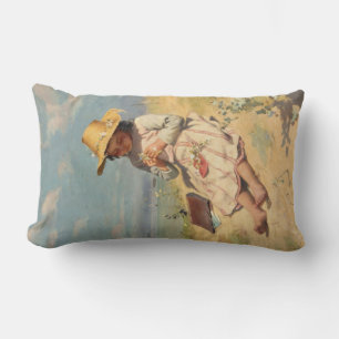 Coussin Rectangle Le jeune botaniste (par Paul Peel)