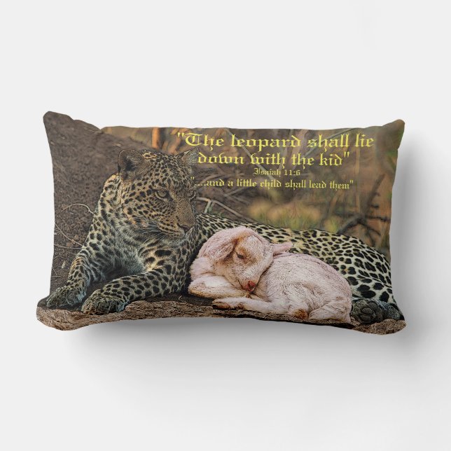 Coussin Rectangle Le léopard s'allongera avec l'agneau Isaïe 11 (Recto)