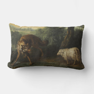 Coussin Rectangle Le loup et l'agneau (par Jean-Baptiste Oudry)