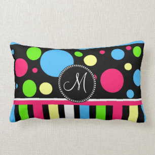 Coussin Rectangle Le néon fait sur commande d'initiale de monogramme