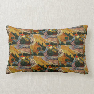 Coussin Rectangle Le paysage de Van Gogh avec la maison et le Plowma