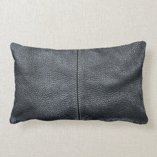 Coussin Rectangle Le regard du grain en cuir noir piqué par doux