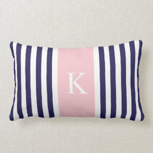 Coussin Rectangle Le rose en pastel de bleu marine barre le