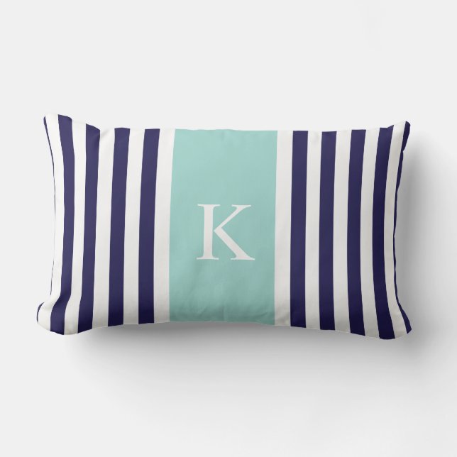 Coussin Rectangle Le vert en bon état de marine barre le monogramme (Recto)
