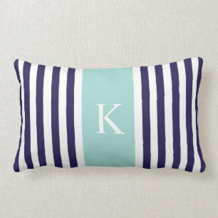 Coussin Rectangle Le vert en bon état de marine barre le monogramme