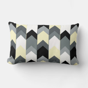 Coussin Rectangle Lecteur de chevron noir, gris, jaune