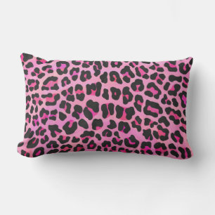 Coussin Rectangle Léopard noir et rose chaud