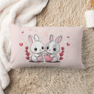 Coussin Rectangle Les amateurs de lapin en caricature adorent les co