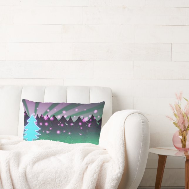 Coussin Rectangle Les arbres de Noël dans les tons verts (Canapé)