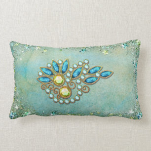 COUSSIN RECTANGLE LES BIJOUX D'INESSA : RÊVE DE VERT BLEU