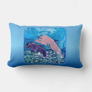 Coussin Rectangle Les dauphins "L'art des enfants"