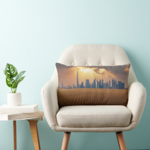 Coussin Rectangle Les déserts   Vue Skyline de Dubaï depuis la dune 