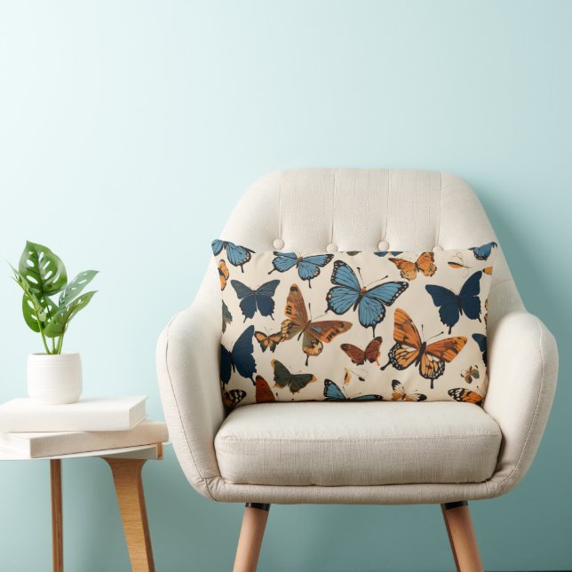 Coussin Rectangle "Les fleurs et les papillons : l'élégance inspirée (Chaise)