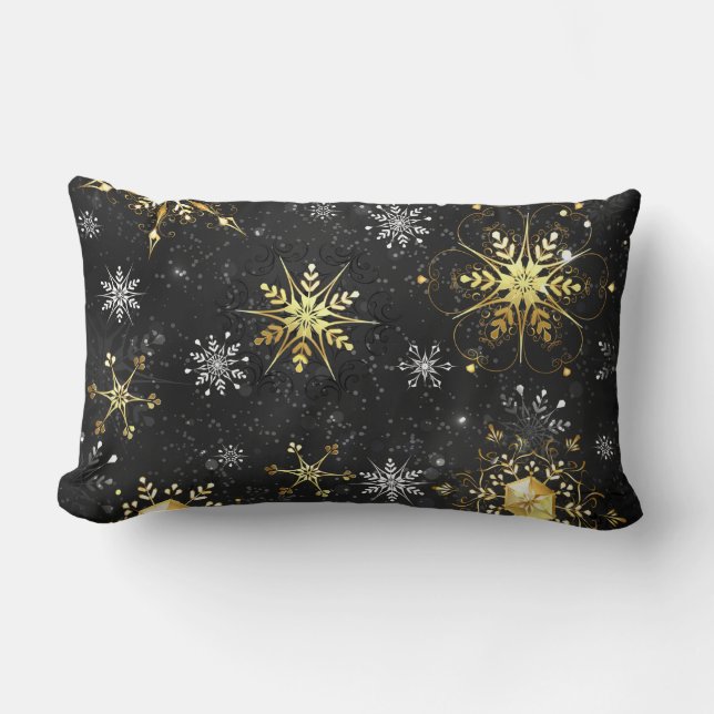 Coussin Rectangle Les flocons dorés de Noël sur l'Arrière - plan noi (Recto)