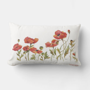 Coussin Rectangle Les gracieuses fleurs rouges du pavot dansent en a