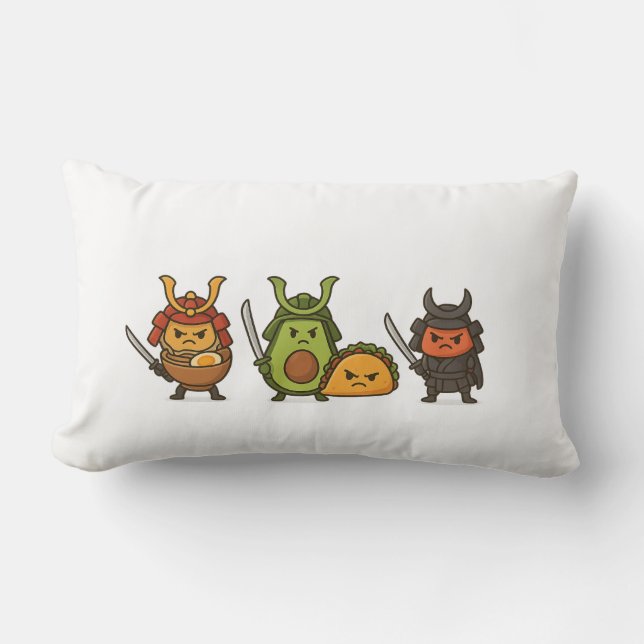 Coussin Rectangle Les guerriers alimentaires de Samurai (Recto)