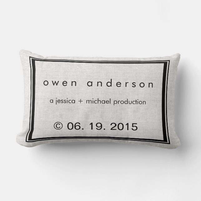 Coussin Rectangle Les noms des parents nés nommés de la date du bébé (Recto)