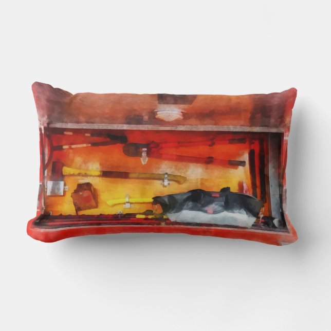 Coussin Rectangle Les outils du commerce des pompiers (Recto)