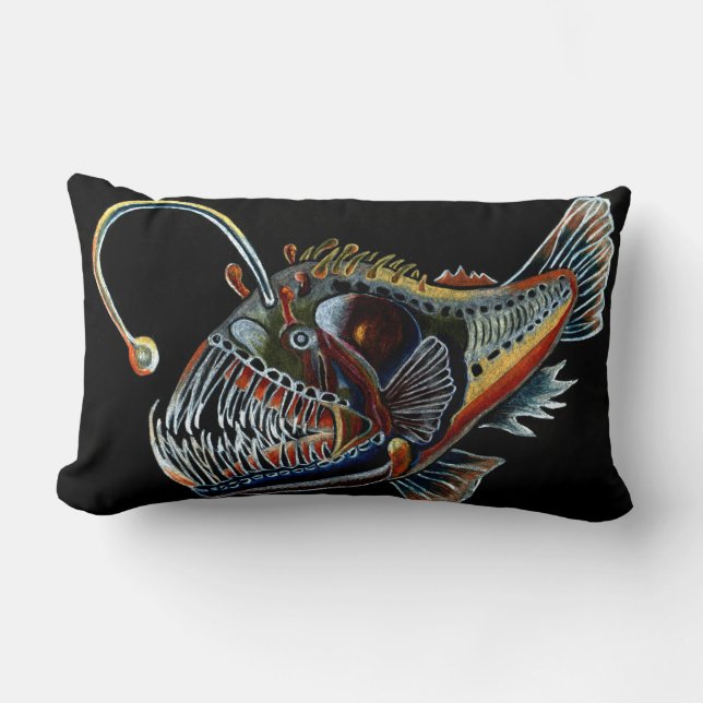 Coussin Rectangle Les poissons de pêcheur à  la ligne de mer (Recto)