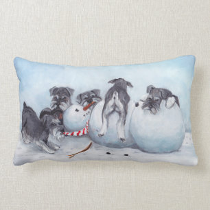 Coussin Rectangle Les Pups de Schnauzer attaquent l'Oreillère de l'a