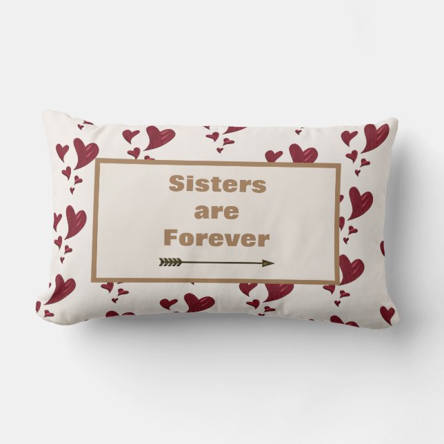 Coussin Rectangle Les soeurs sont Forever Gold Arrow peint Coeurs ro (Recto)