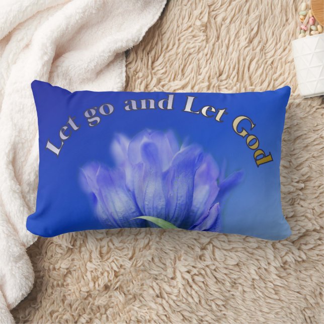 Coussin Rectangle Let Go Let God Gentian Flower Inspirational Quote  (Couverture)