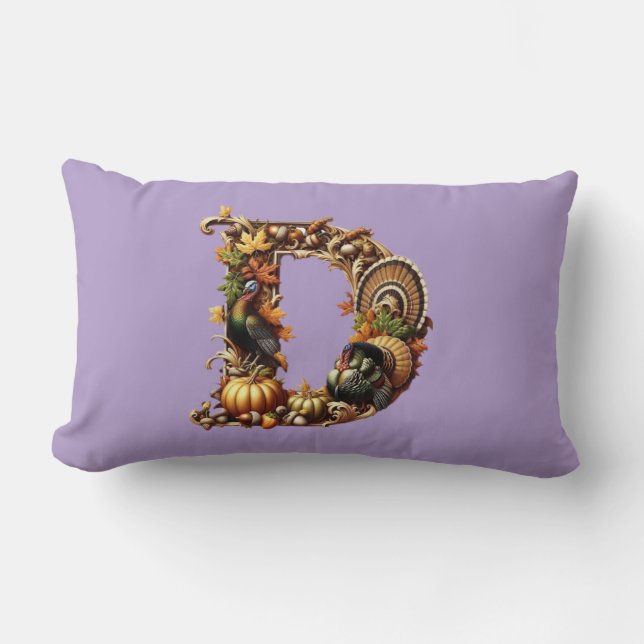 Coussin Rectangle Letter D Thanksgiving style gift  (Recto)