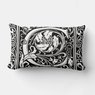 Coussin Rectangle Lettre C Monogramme médiéval Art Nouveau
