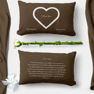 Coussin Rectangle Lettre d'amour romantique personnalisée de Valenti