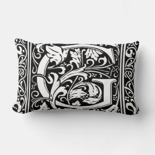 Coussin Rectangle Lettre G Monogramme médiéval Art Nouveau