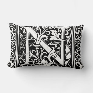 Coussin Rectangle Lettre N Monogramme médiéval Art Nouveau