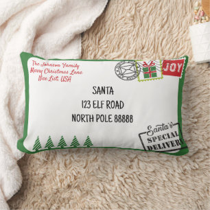 Coussin Rectangle Lettre Père Noël verte Noël