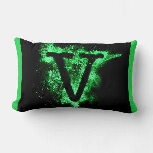 COUSSIN RECTANGLE LETTRE V MAJUSCULE VERTE
